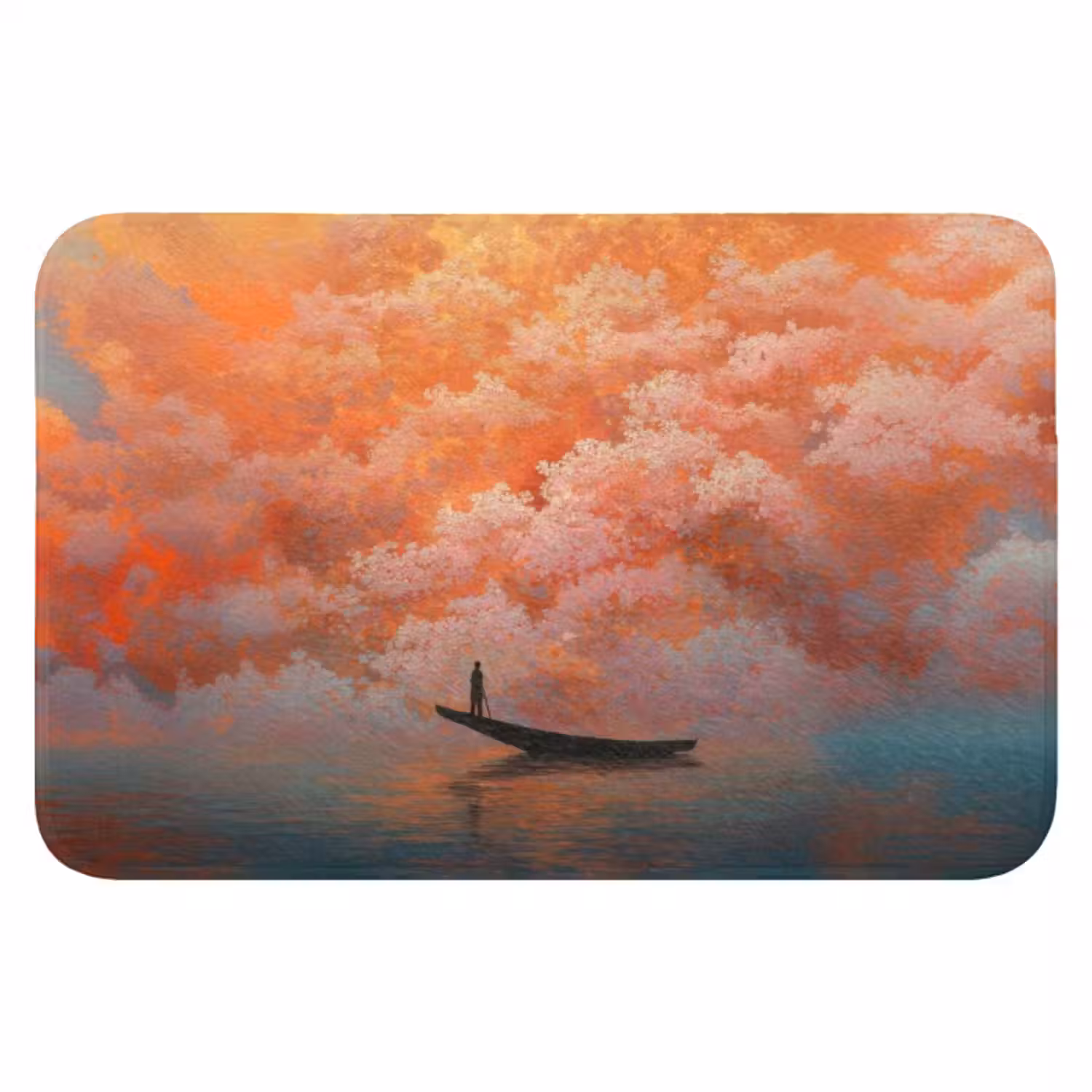 Badmat - Zee - Boot - Wolken - Oranje
