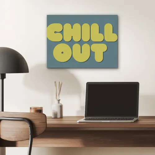 Chill out - Geel - Blauw PET vilt klein -sfeer5
