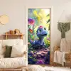 Dino - Paars - Baby - Dinosaurus deurposter klein -sfeer2