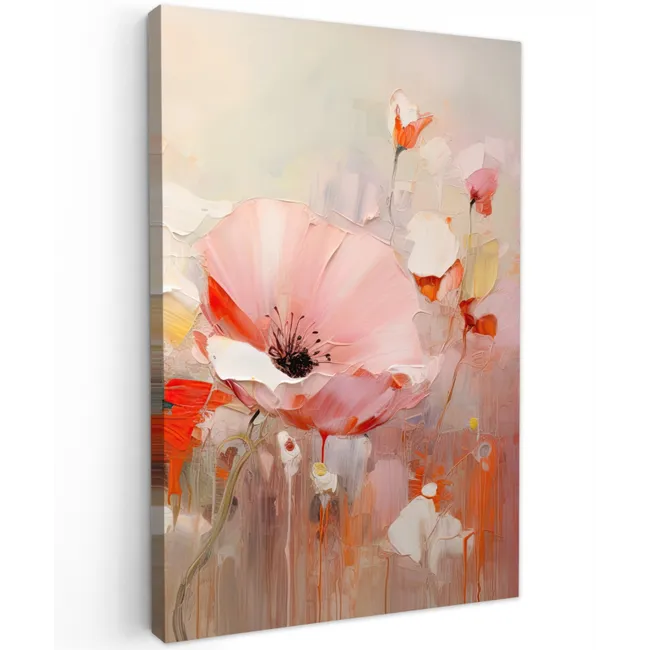 Bloemen - Watercolor - Roze - Abstract - Kunst canvas 2cm klein -z3d
