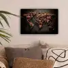 Wereldkaart - Gegrild vlees canvas 2cm klein -sfeer1