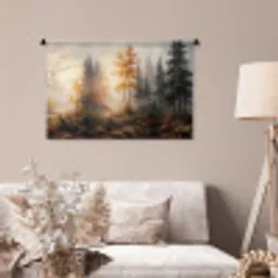 Bospad - Herfstbladeren - Natuur - Schilderachtig - Oranje Wandkleed katoen middel -sfeer4