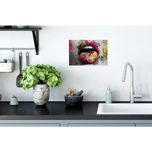 Lippen - Graffiti - Expressief Muursticker klein -keuken