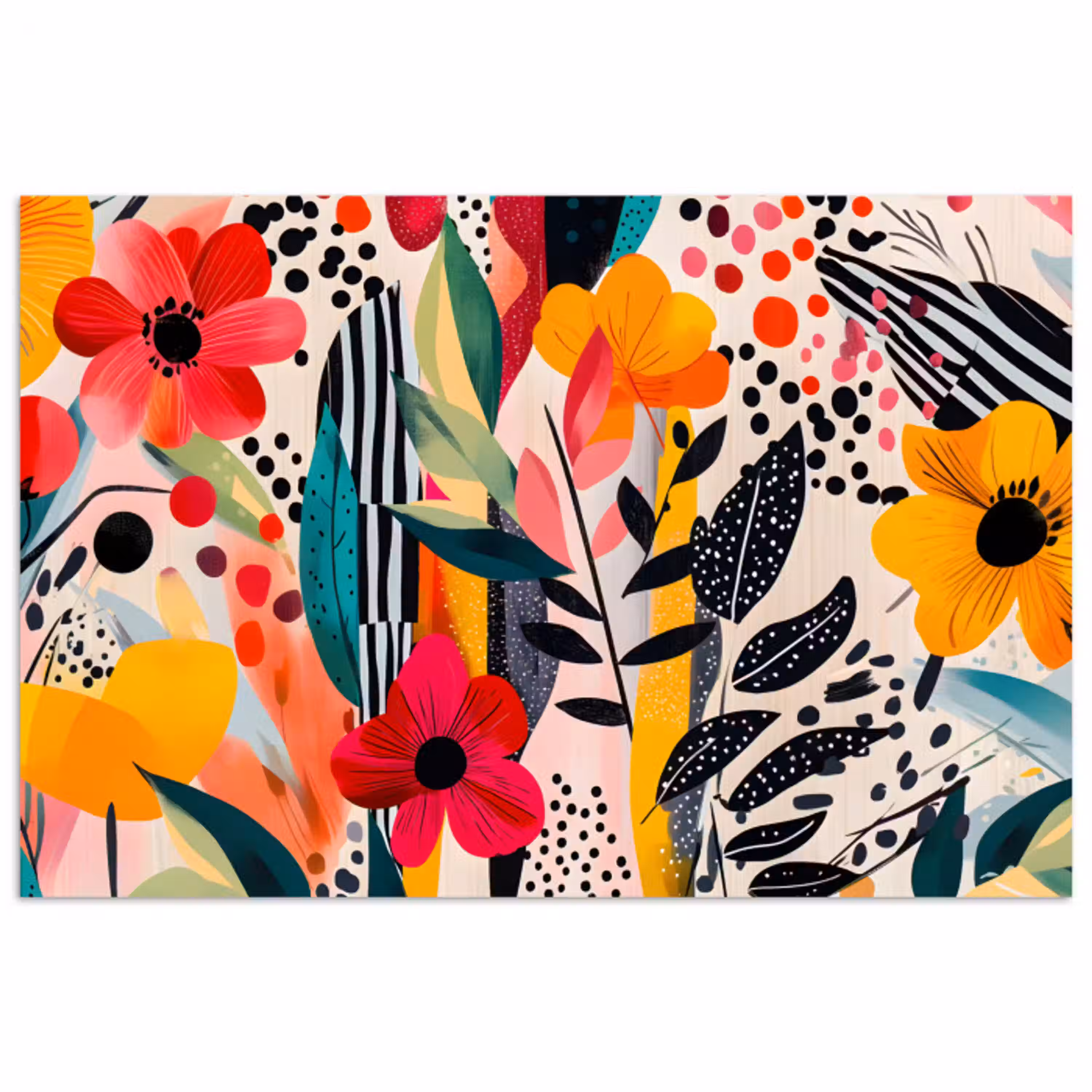 Bloemen - Bladeren - Abstract - Kleurrijk poster papier klein -3d