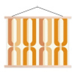 U-vorm - Retro - Oranje textielposter latten blank klein 122 -3d