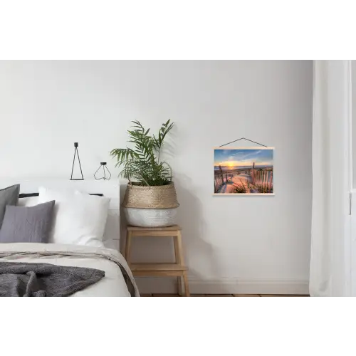 Strand - Zee - Duin - Zonsondergang - Landschap textielposter latten blank klein -woonkamer