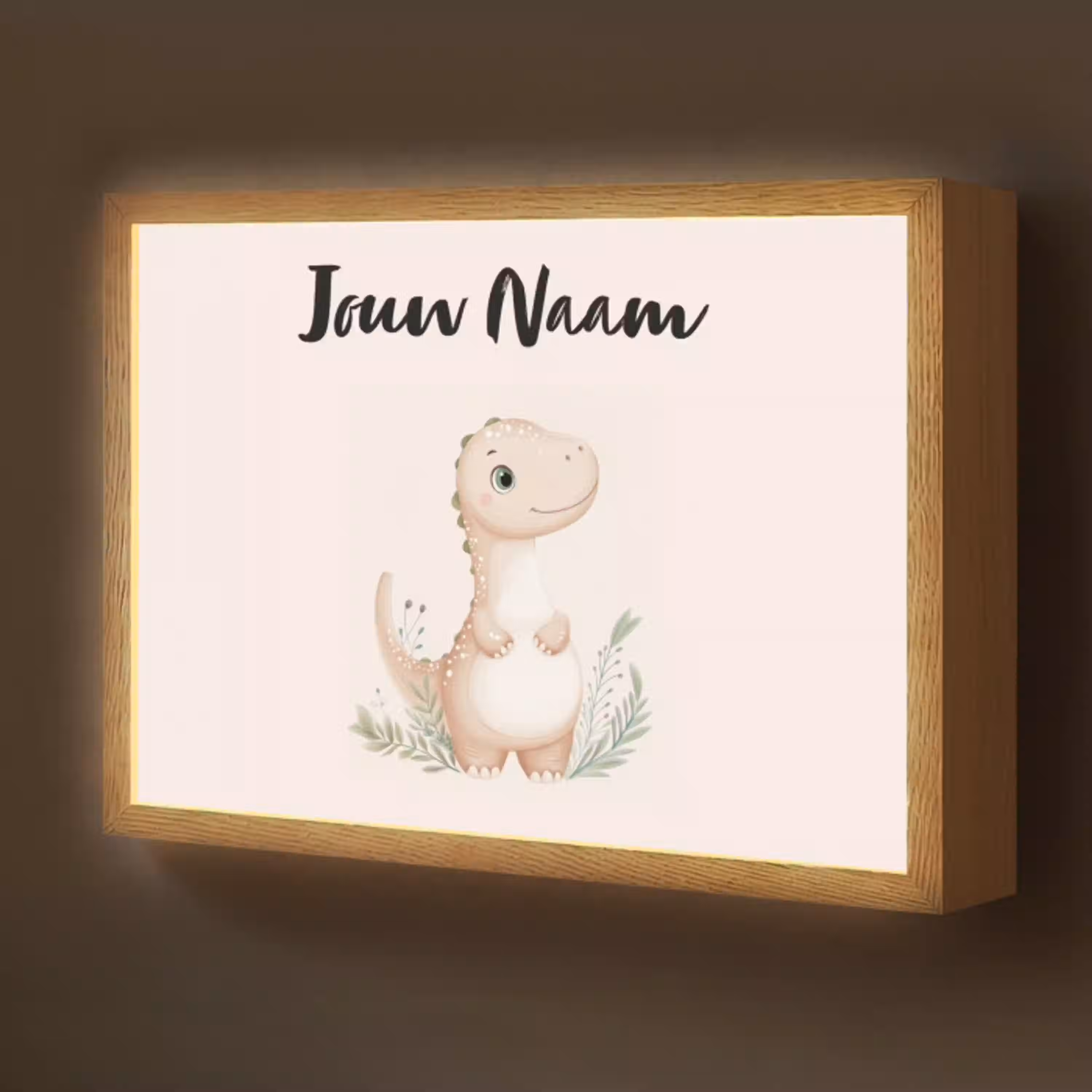 Dinosaurus - Pastel - Bladeren Light Box met batterij (Wandlamp kind) middel -z3d_website