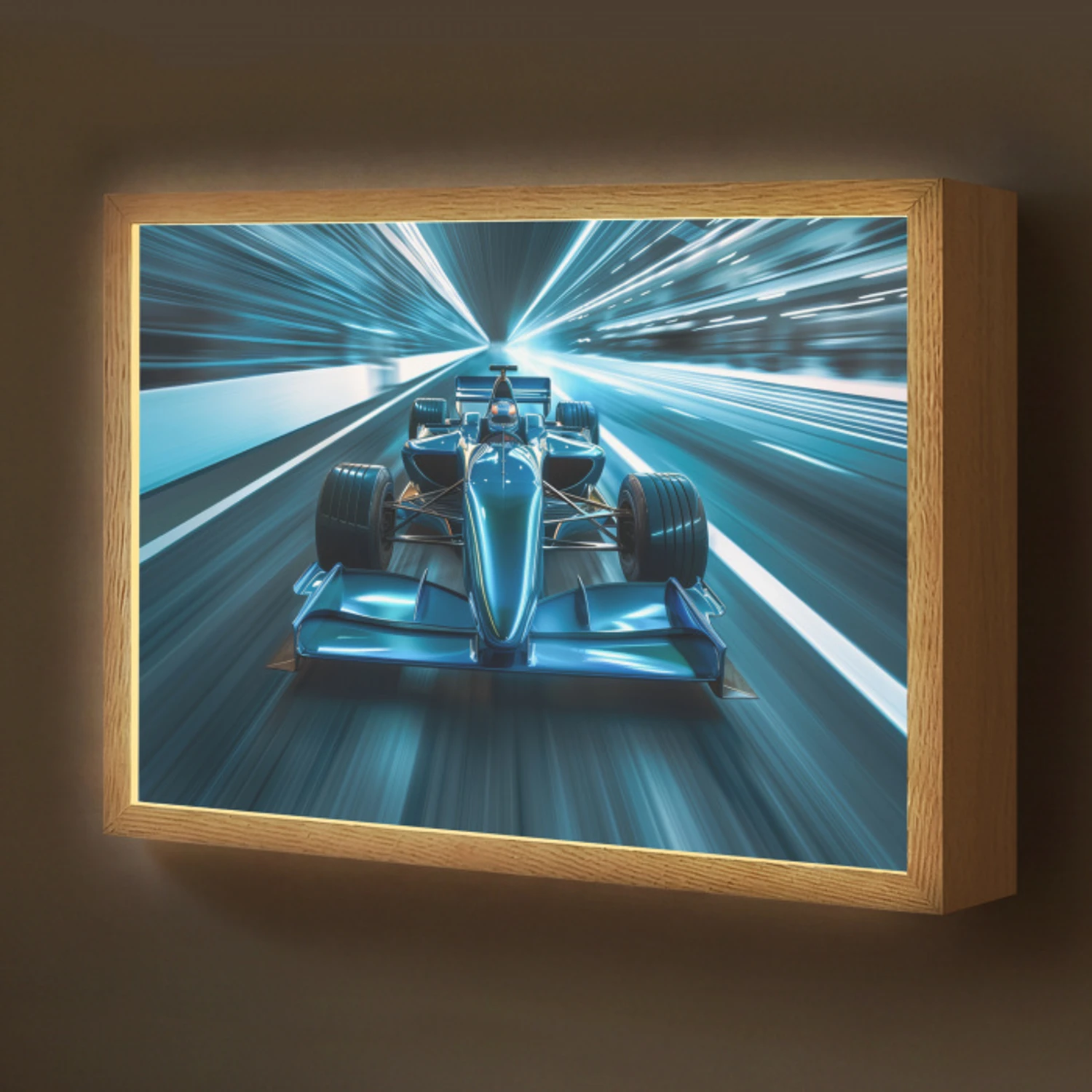 Race - Auto - Formule 1 - Jongens - Blauw Light Box met batterij (Wandlamp kind) middel -z3d_website