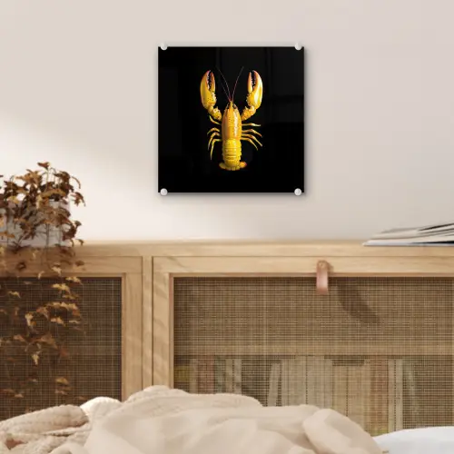 Kreeft - Geel - Stippen - Effen plexiglas 5mm klein -sfeer4