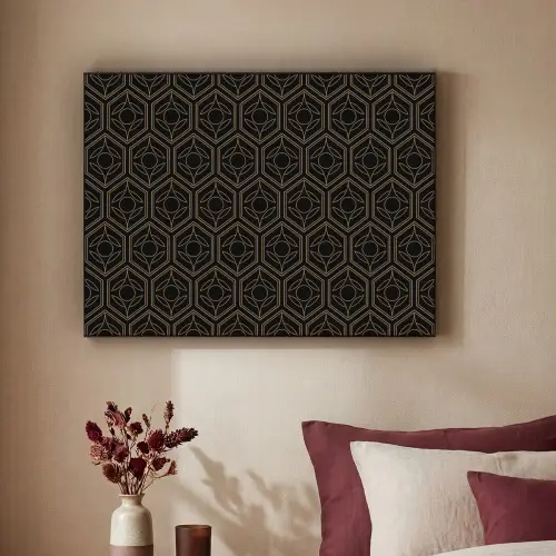 Zwart - Goud - Bloemenkern Textielframe zwart klein 947 -sfeer1
