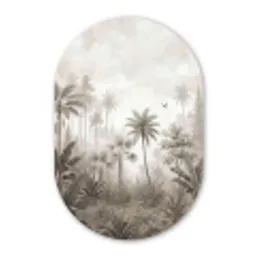 Jungle - Palmbomen - Natuur Wandcirkel Ovaal Aluminium middel -3d