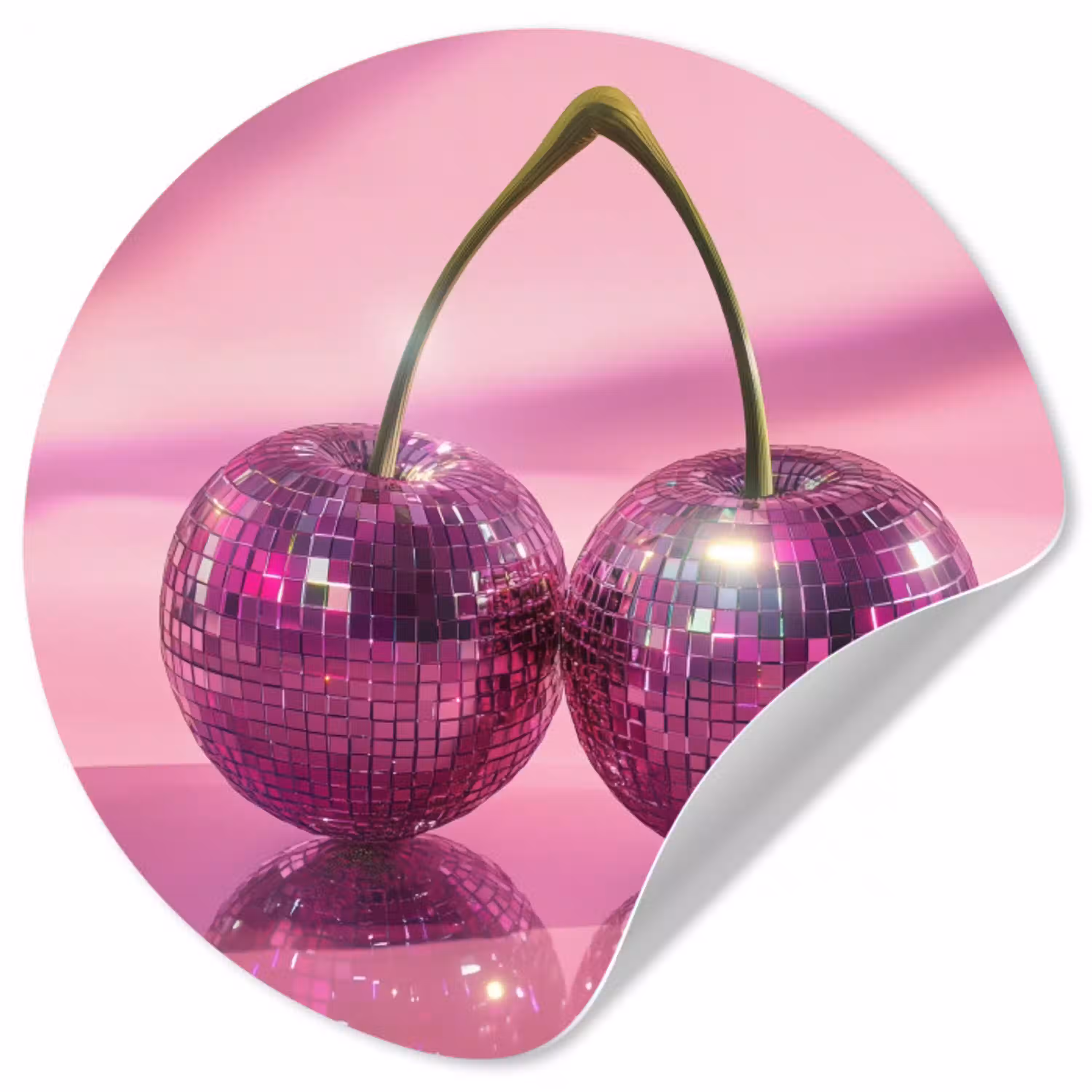 Glitter - Discobol - Roze - Kersen Wandcirkel behangsticker klein -3d