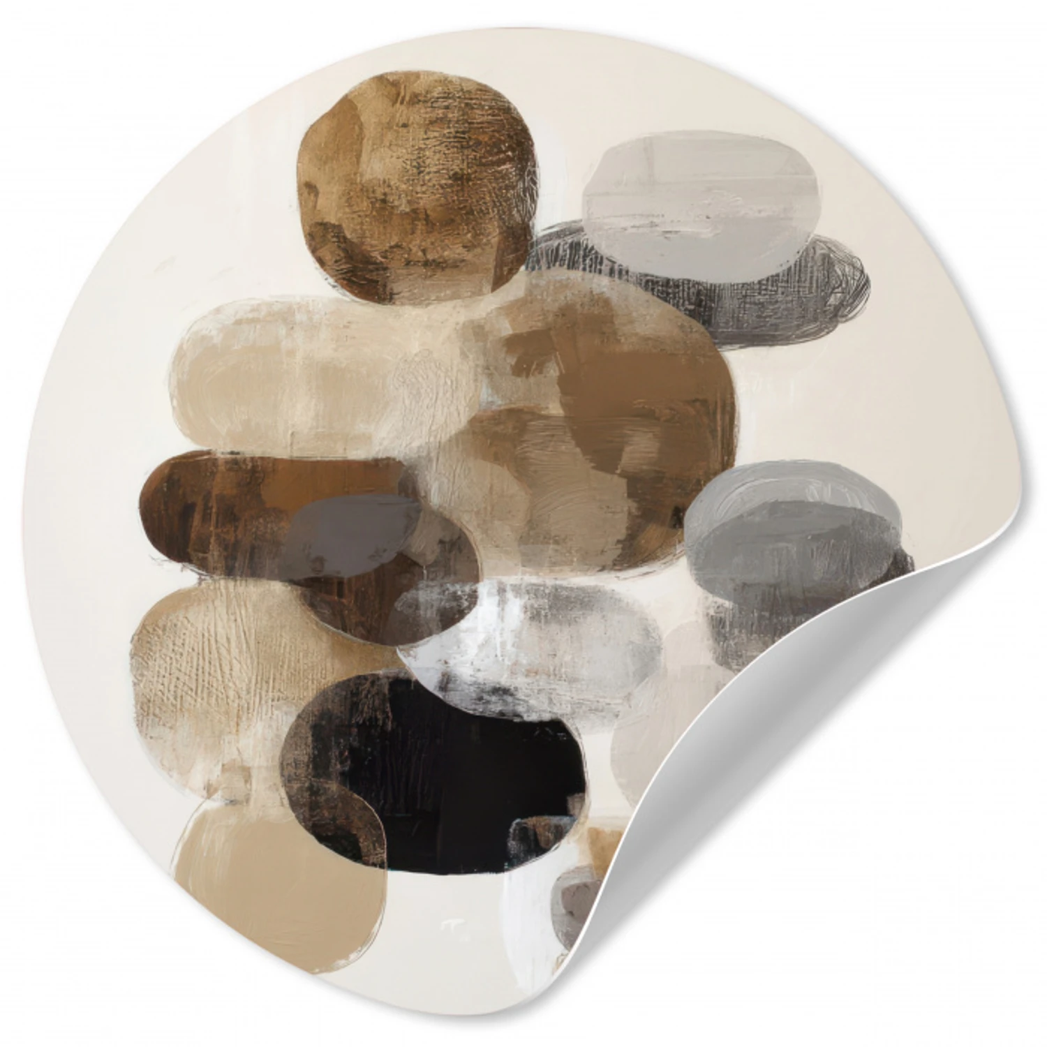 Ovaal - Kleurvlakken - Penseelstreken Wandcirkel behangsticker klein -3d