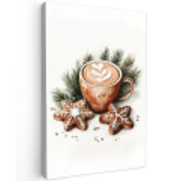 Koffie - Koek - Winter - Art - Kerst Tuinposter op houten frame 2 cm dik middel -3d