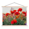 Klaproos - Bloemen - Rood - Paars - Weide textielposter latten blank klein -3d