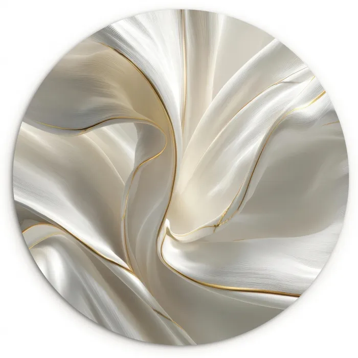 Stof - Plooien - Goud Wandcirkel plexiglas klein -3d