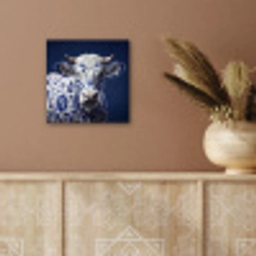 Koe - Delfts - Blauw - Artistiek aluminium wit klein -sfeer4