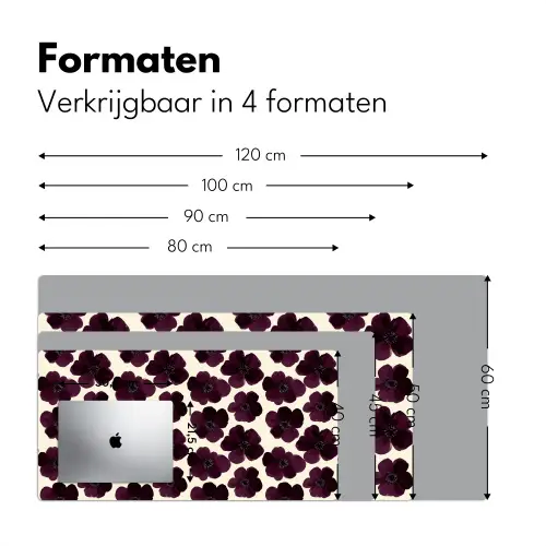 Bloemen - Aquarel - Paars Muismat XXL klein 681 -sfeer5