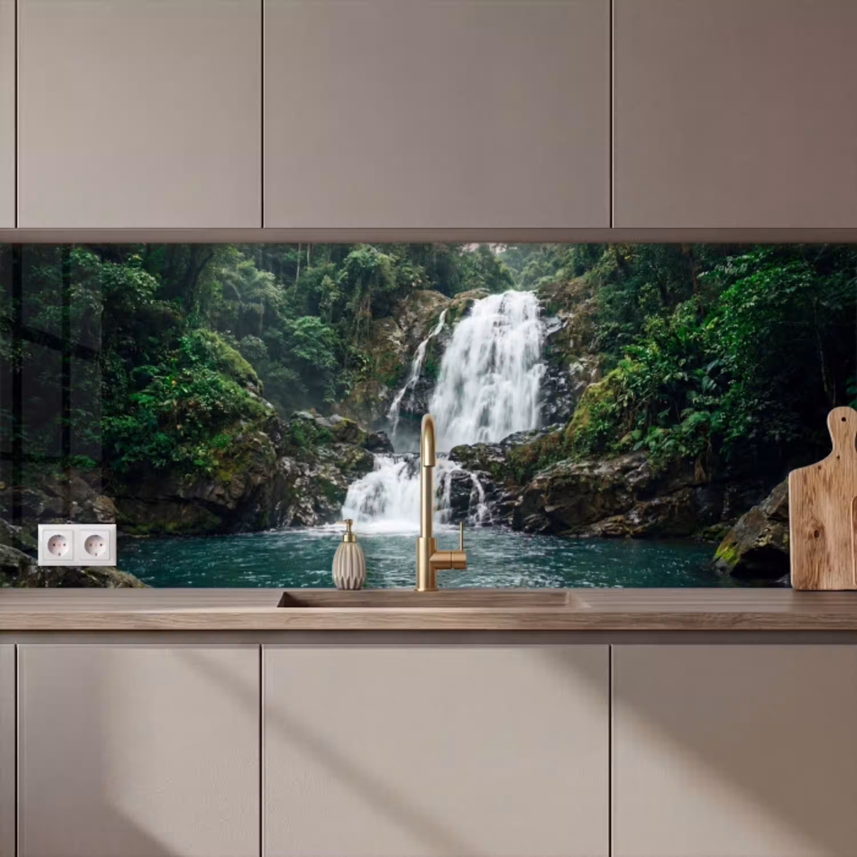 Waterfall - Forest - Nature - Greenkhgyguyg keuken achterwand 2 middel zz_3dshopping