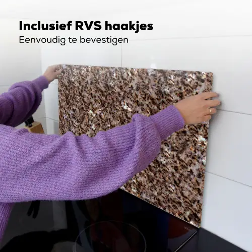 Graniet - Bruin - Structuur Inductie beschemer met haakjes klein 777 -ky-ophangen-nl