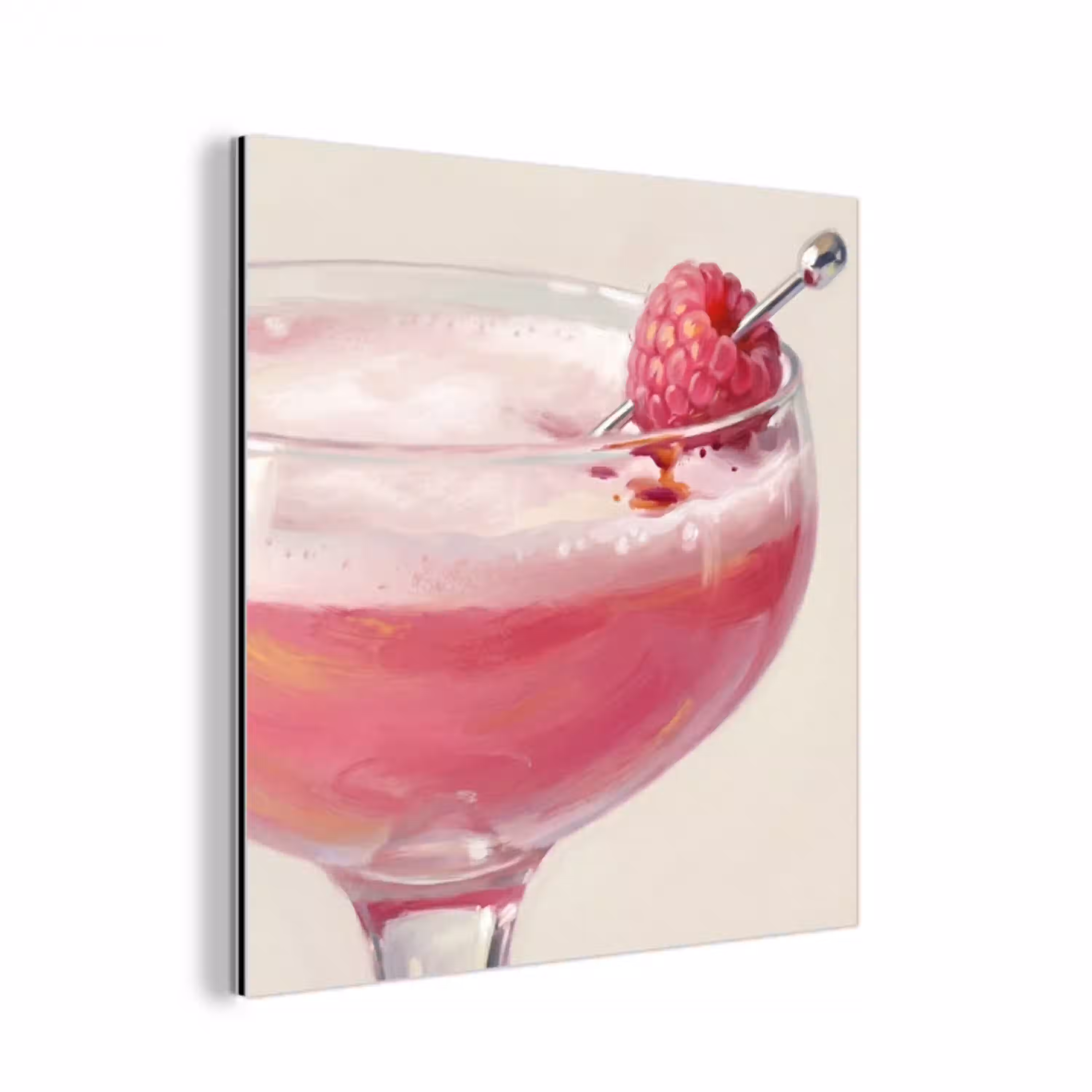 Cocktail - Framboos - Drank - Modern - Roze aluminium wit klein -3d