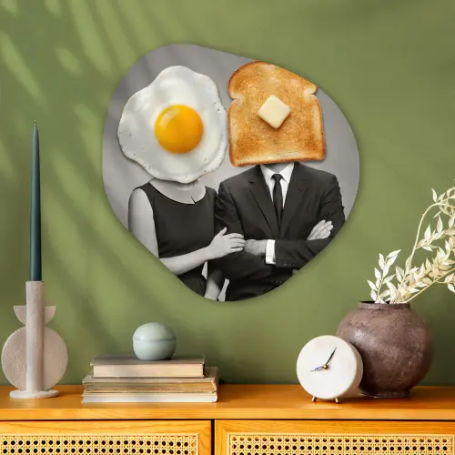 Ontbijt - Koppel - Ei - Brood Wandcirkel Organisch Aluminium middel -sfeer2
