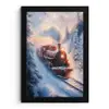 Kersttrein - Sneeuw - Winter - Kerst fotolijst zwart zonder passe partout klein -3d