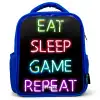 Qoute met neon lichten Kinderrugzak - Blauw middel -3d