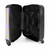 Limoengroene lijnen op lila NBS - Handbagage koffer - Kinderen Unisex middel -binnenkant