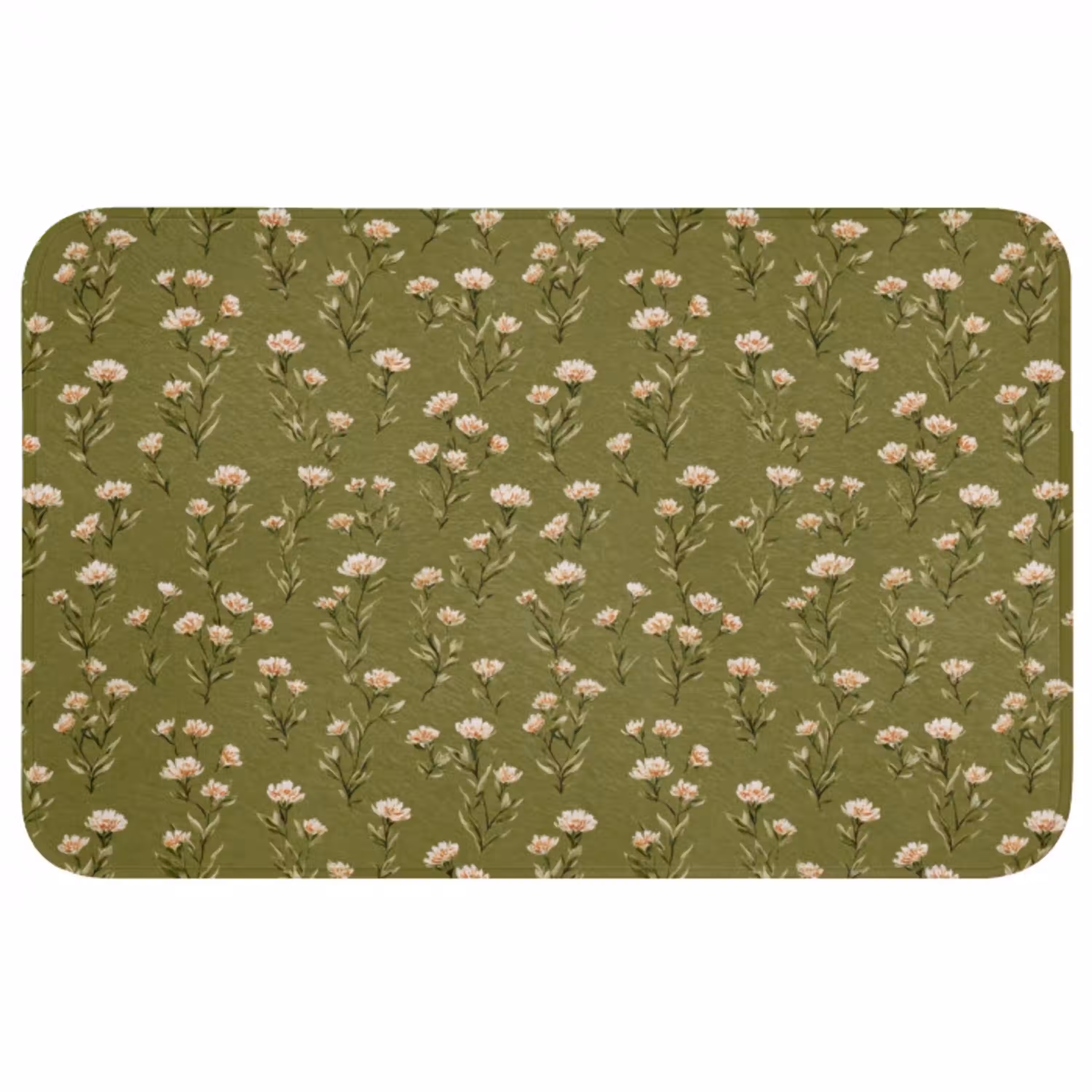 Landelijk - Bloemen -  Groen Badmat middel 997 -3d