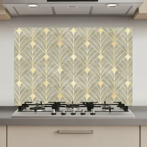 Elegant - Symbool - Goud - Grijsgroen keuken achterwand spatscherm klein 900 -3d_website
