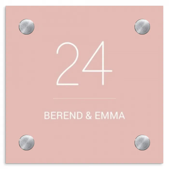 Effen roze - Klassiek Naambord Vierkant klein -3d