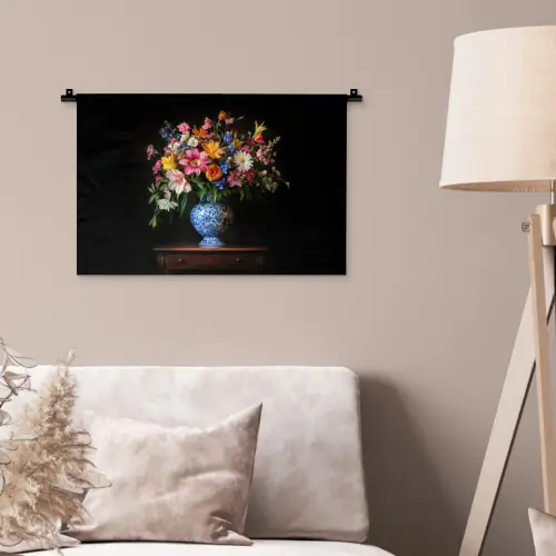 Kleur - Vaas - Bloemen - Boeket Wandkleed katoen klein -sfeer4
