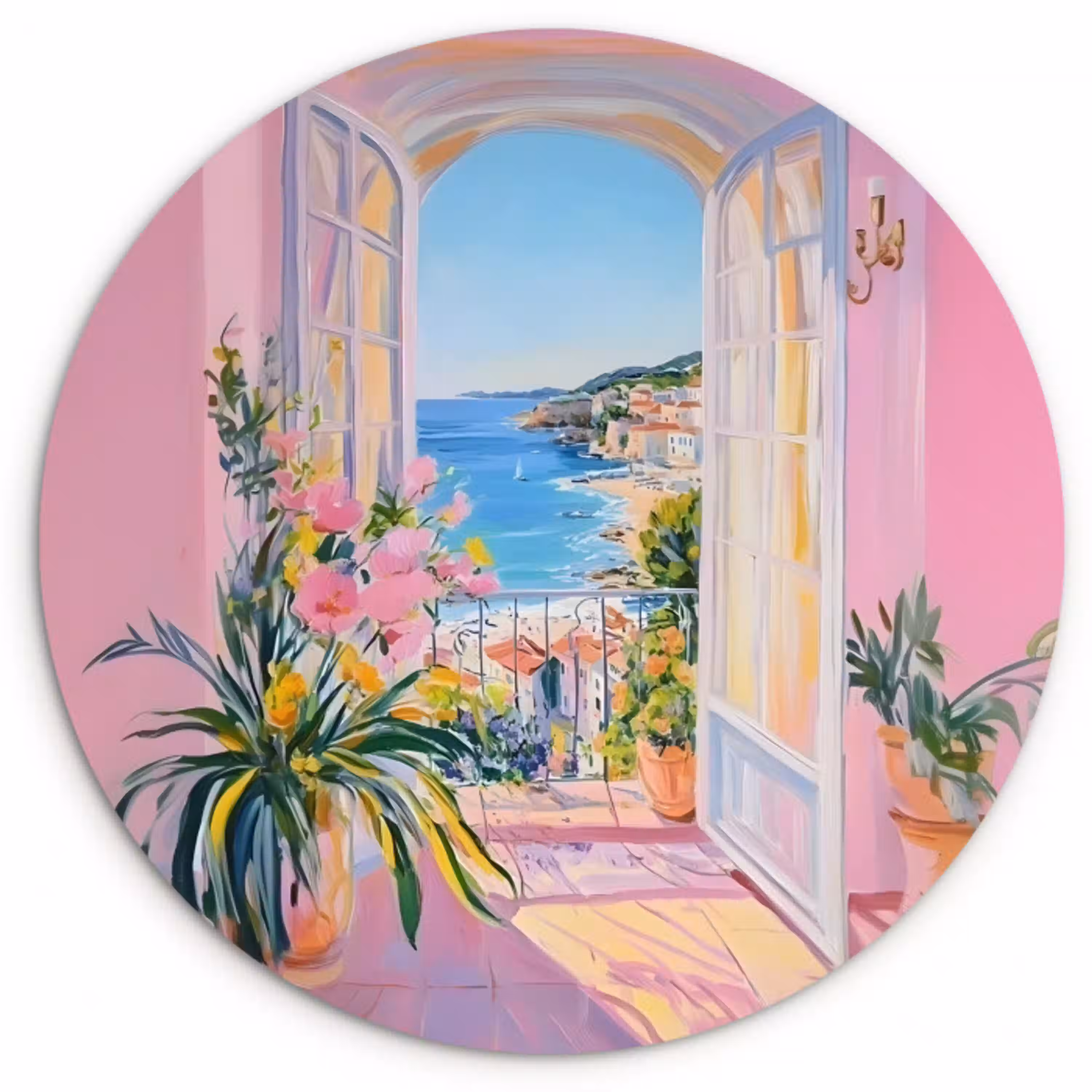 Roze - Buiten - Verf Wandcirkel kunststof plaat 5mm dik klein -3d