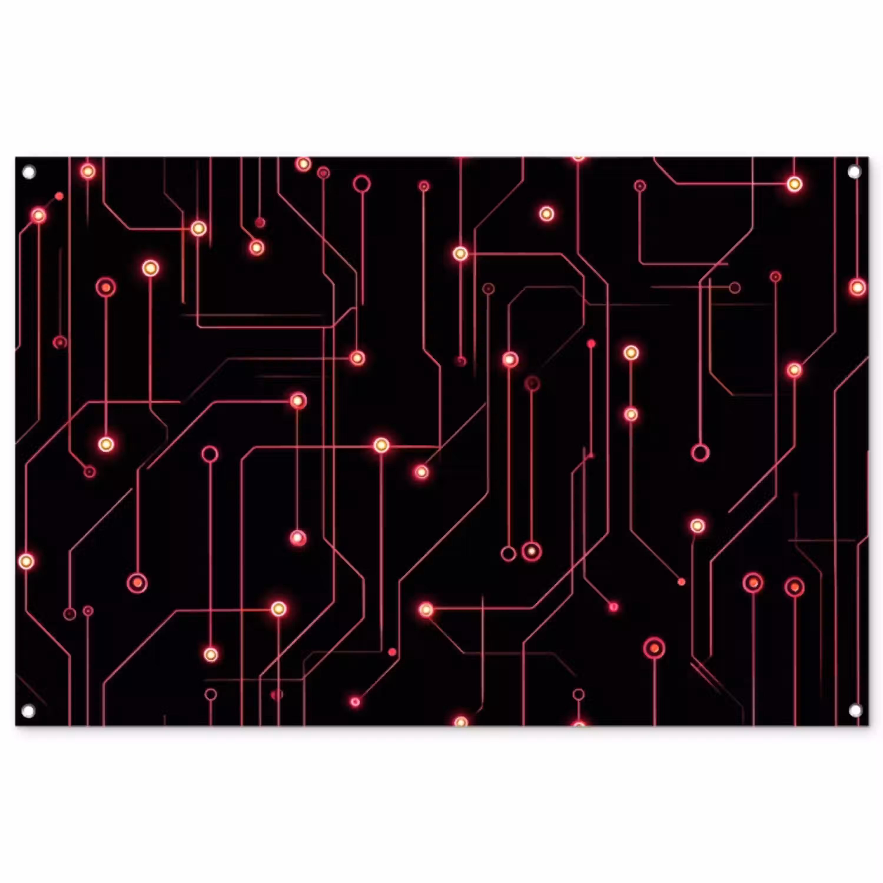 Gaming - Lijnen - Netwerk - Stippen - Rood tuinposter los doek groot -3d