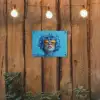 Vrouw - Bloem - Blauw - Modern - Bril - Portret tuinposter los doek klein -sfeer1