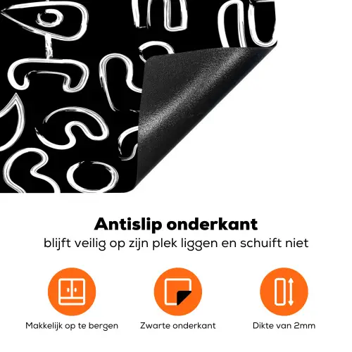 Wit - Vormen - Abstract - Zwart Inductie beschermer vinyl 3mm klein 276 -zzzzzzz-td-onderkant