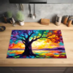 Boom - Landschap - Natuur - Abstract - Kleurrijk Inductie beschermer vinyl 3mm klein -sfeer5