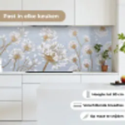 Illustratie - Bloemen - Blauw keuken achterwand 2 middel -sfeer4_NL