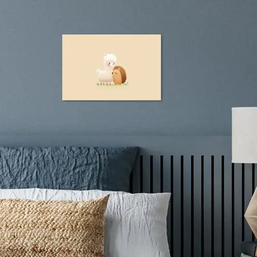 Alpaca - Egel - Bruin - Knuffelen poster papier klein -sfeer2