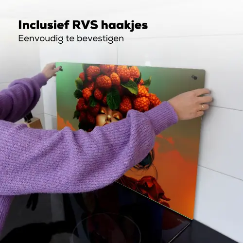 Vrouw - Frambozen - Bladeren Inductie beschemer met haakjes klein -ky-ophangen-nl