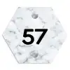 Lichtblauw marmer - Traditioneel Naambord Hexagon klein -3d