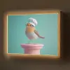 Roodborstje - Vogel - Koksmuts - Sokkel Light Box met batterij (Wandlamp) middel -z3d_website