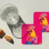 Haan - Kleurrijk - Kimono - Roze onderzetter kurk middel -sfeer4