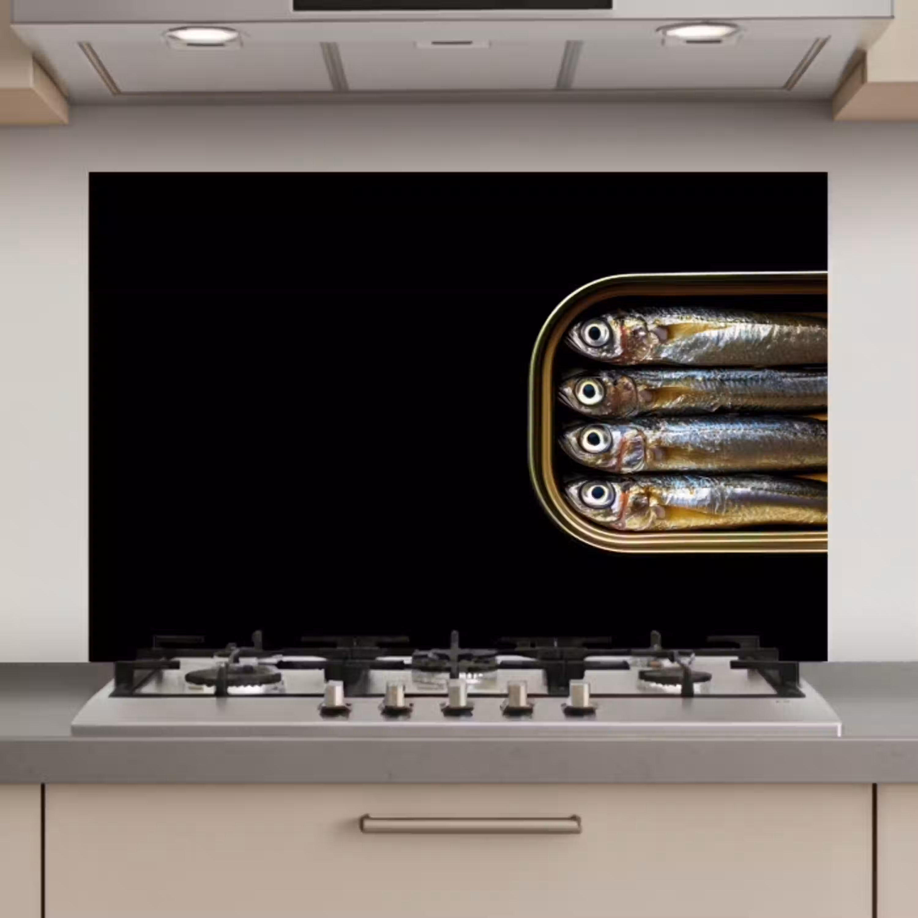 Sardines - Blik - Zwart - Vissen keuken achterwand spatscherm klein -3d_website