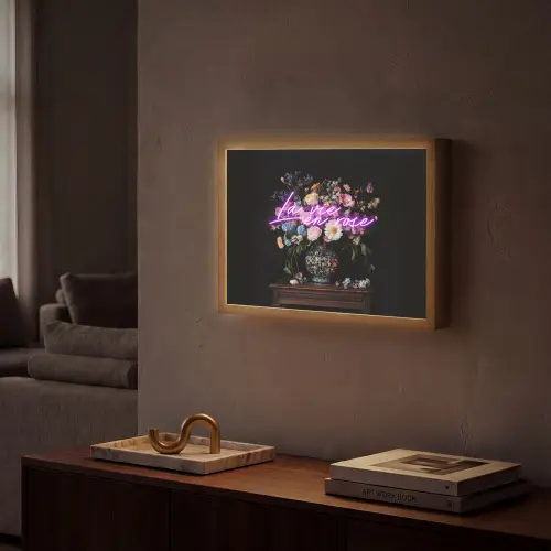 Neon - Vaas - Bloemen Light Box met batterij (Wandlamp) middel -sfeer1
