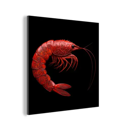 Garnaal - Rood - Dieren aluminium wit klein -3d