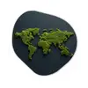 Wereldkaart - Mos -Levendig effect Wandcirkel Organisch Plexiglas middel -3d