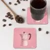 Roze - Mokkapot - Illustratie - Koffie onderzetter kurk middel -sfeer2