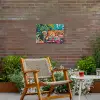 Luipaard - Kleurrijk - Tropisch Tuinposter op houten frame 2 cm dik klein -sfeer3